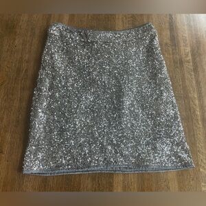 Boston Proper Sequin Sparkle Silver Shimmer Skirt Fancy Party - Size 6